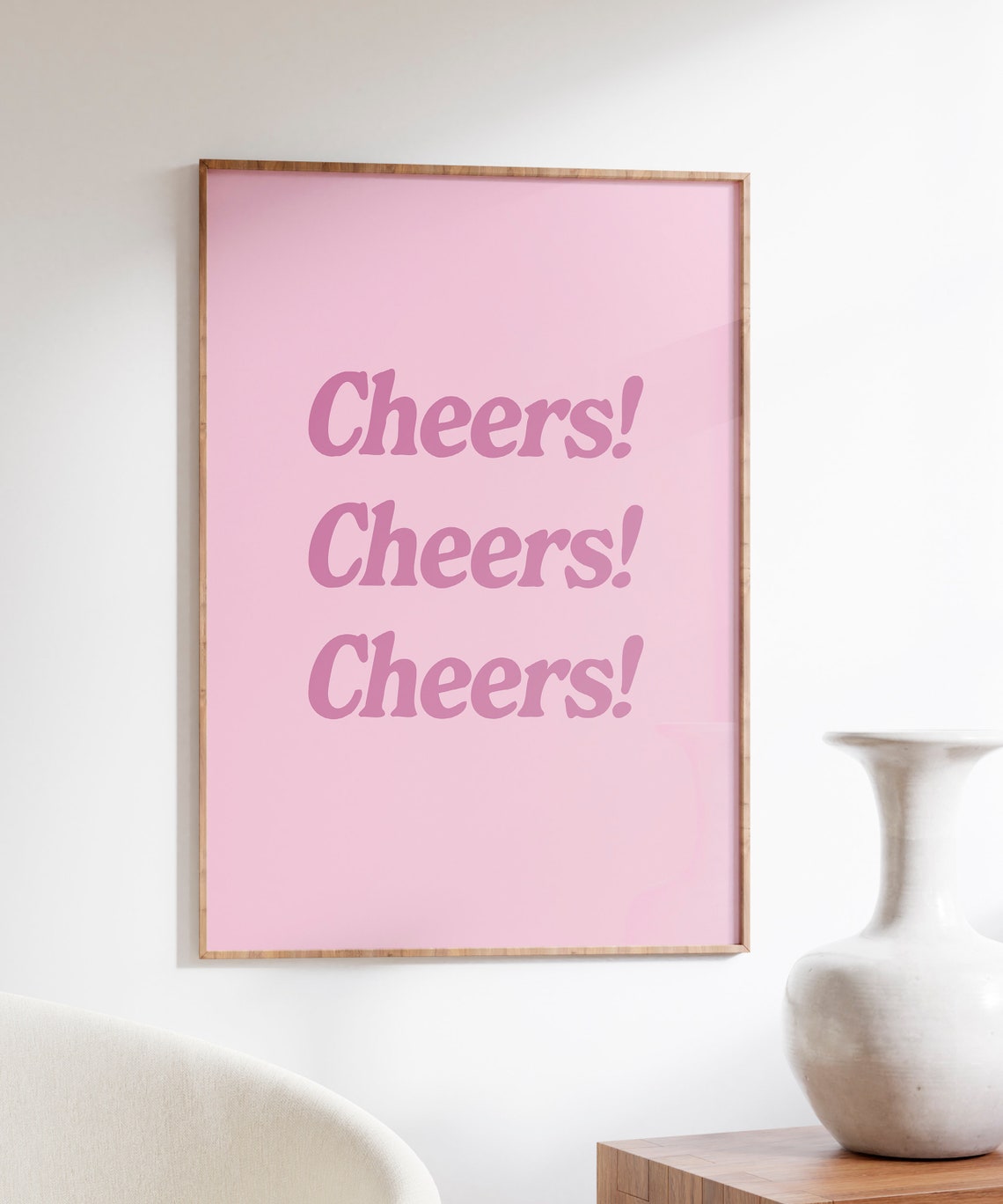 Cheers Cheers Cheers Pink Retro Typography Quote Celebration Poster - Image 4
