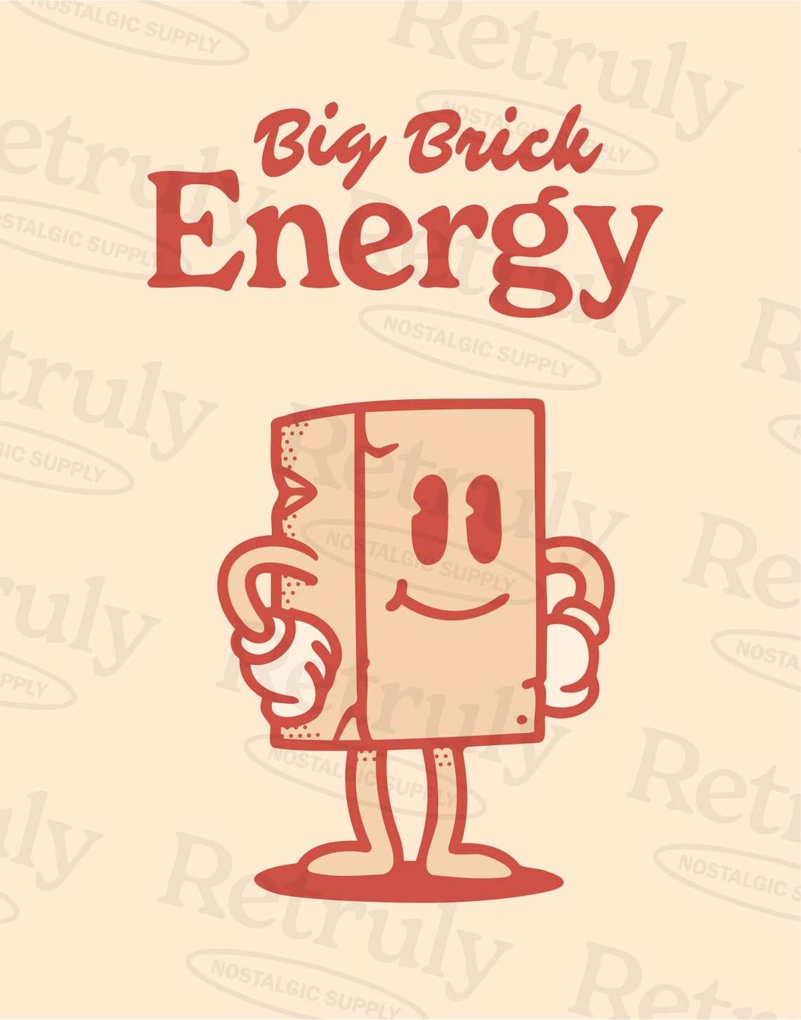 Big Brick Energy Retro Brick Character Funny Motivation Poster - Image 2