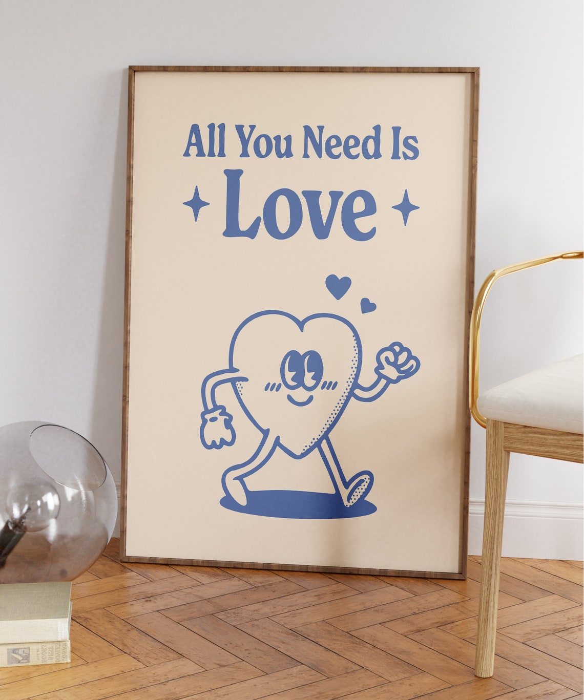 All You Need Is Love Retro Heart Character Valentine Quote Poster - Image 6