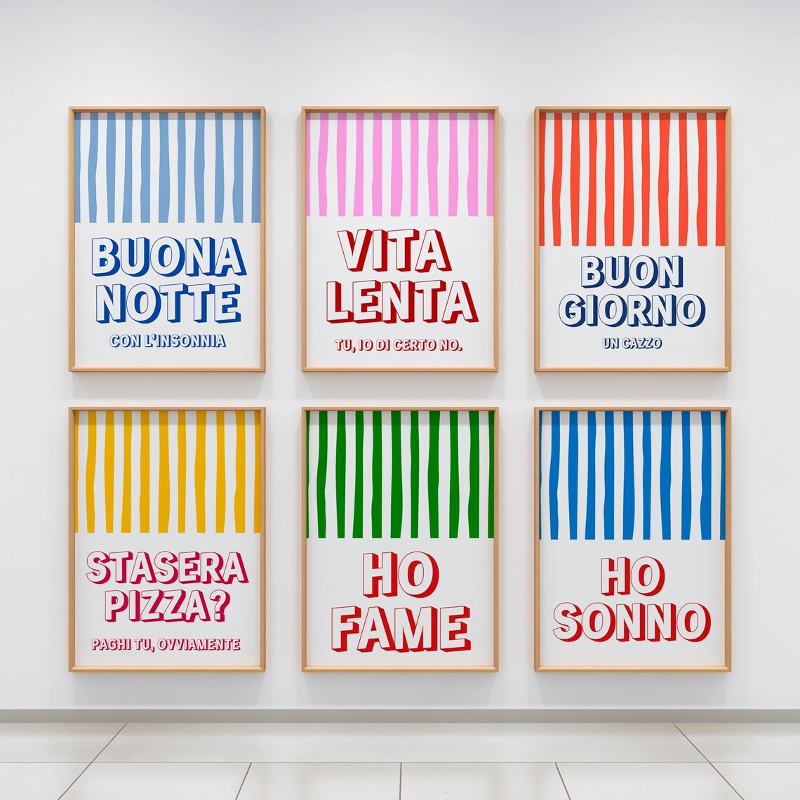 Buona Notte Italian Good Night With Insomnia Blue Stripe Poster - Image 3