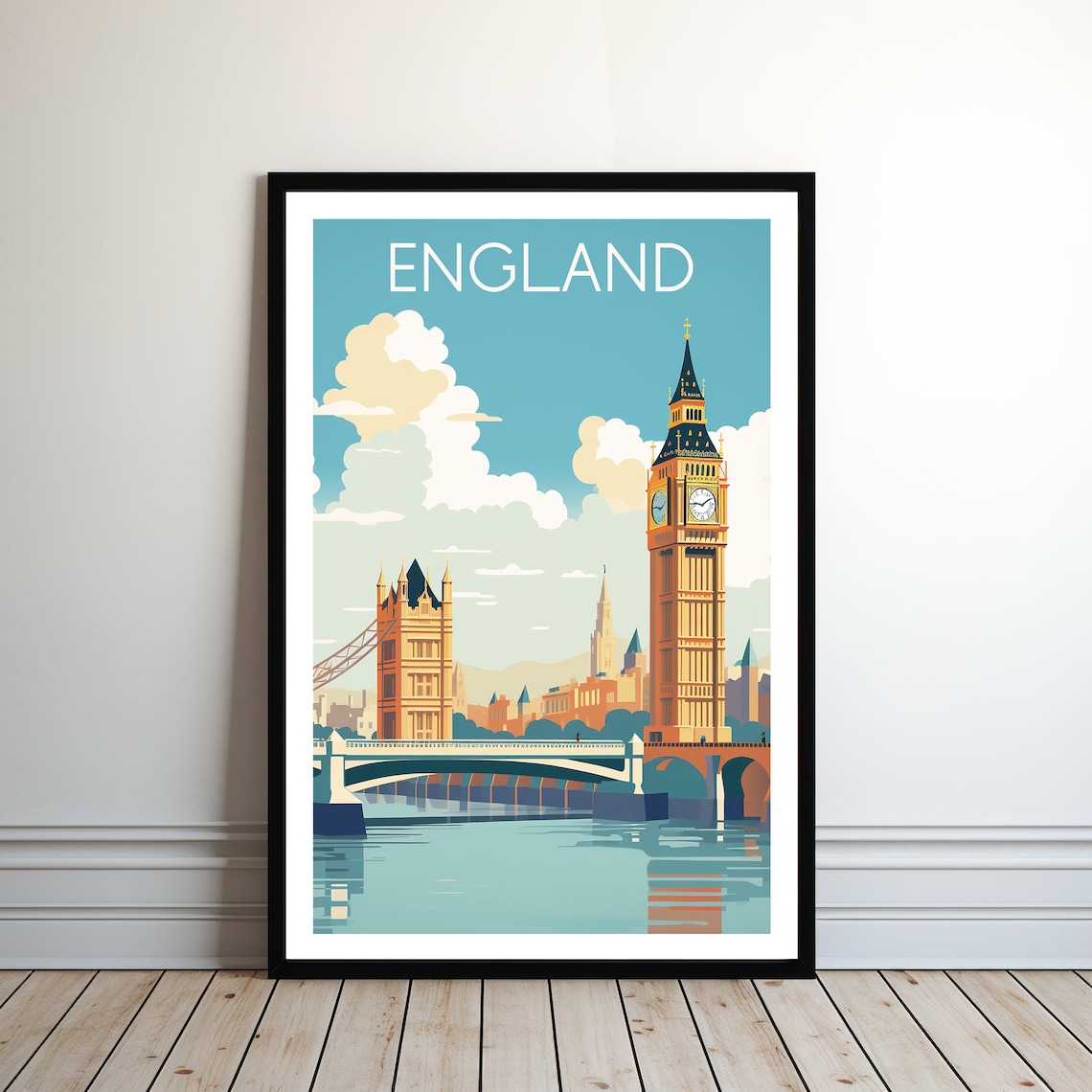 England Travel Poster, Retro Home Decor Art Print