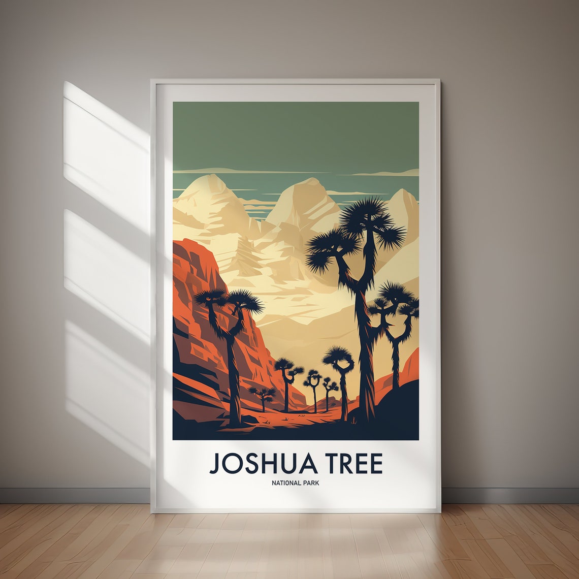 Joshua Tree National Park Desert Trees Retro Travel Poster Artwork