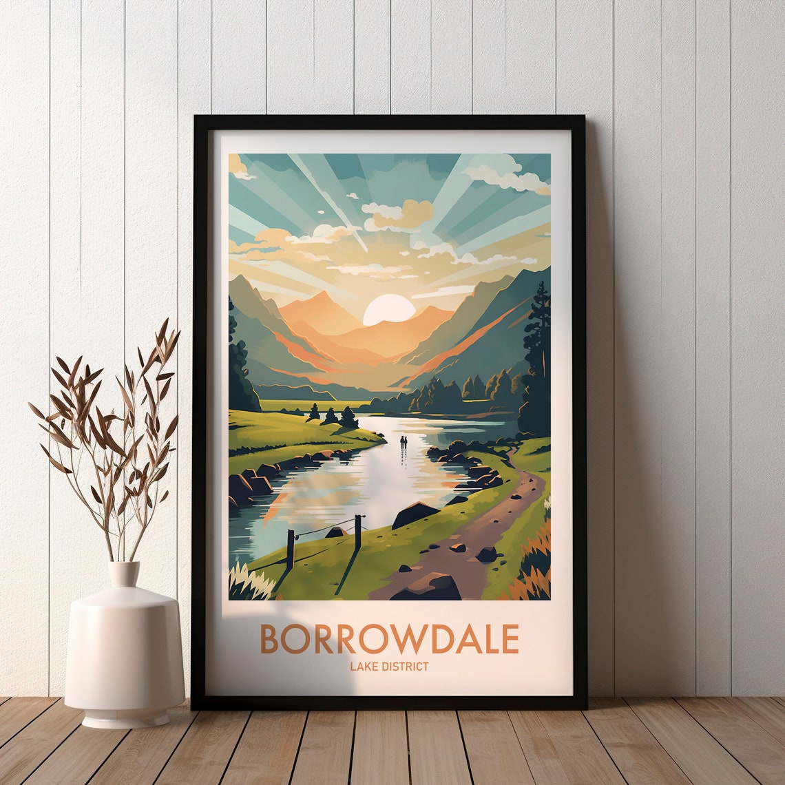 Borrowdale Lake District Sunrise Valley Mountain Lake Travel Poster