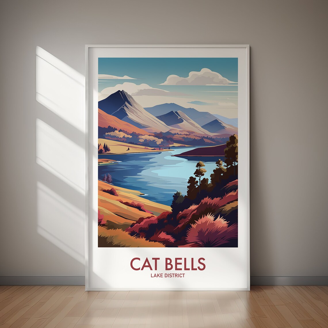 Cat Bells Lake District Travel Poster Art Print