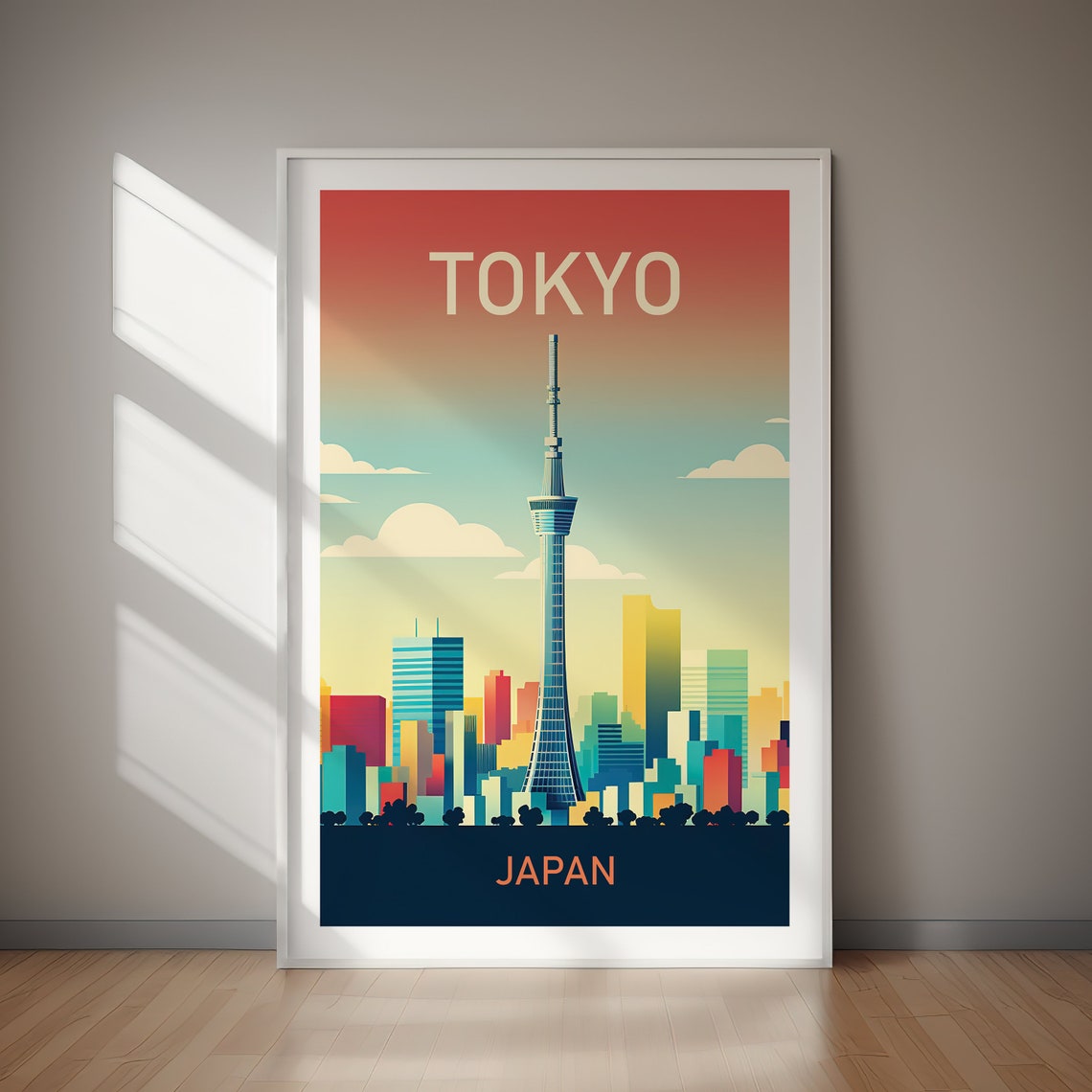 Tokyo Japan Tokyo Skytree Modern Skyline Vintage Travel Artwork Poster