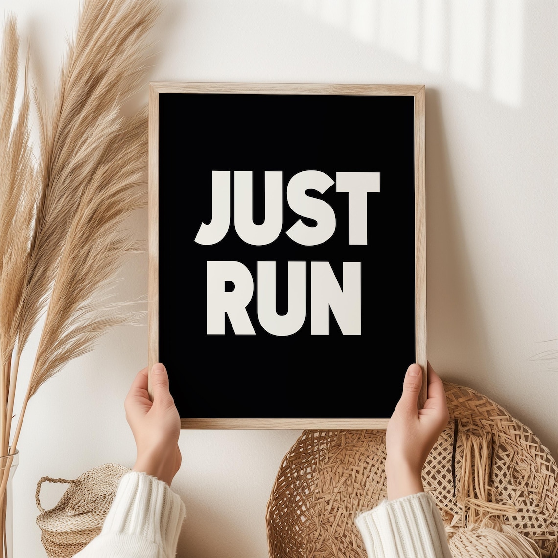 Just Run Running Motivation Art Print, Marathon Training