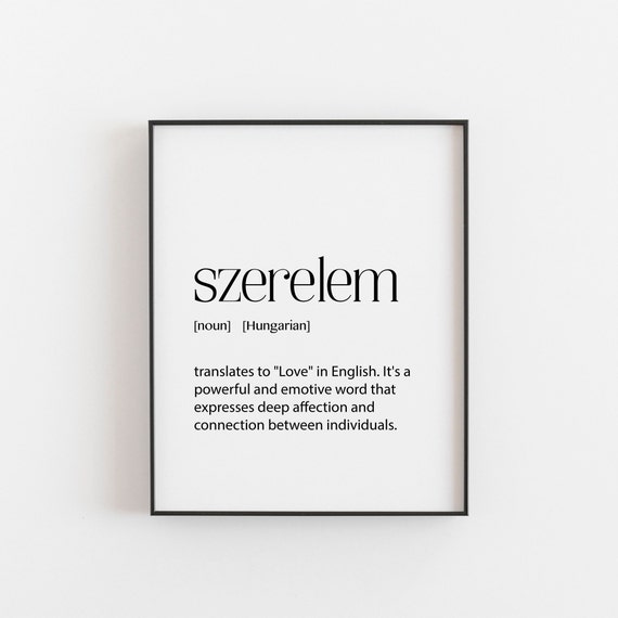 Szerelem Definition Print, Hungarian Love Art