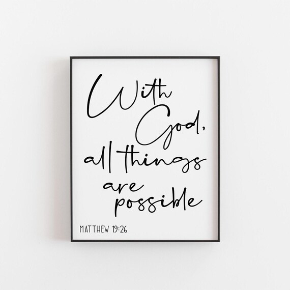 Matthew 19:26 With God All Things Are Possible Scripture Wall Art