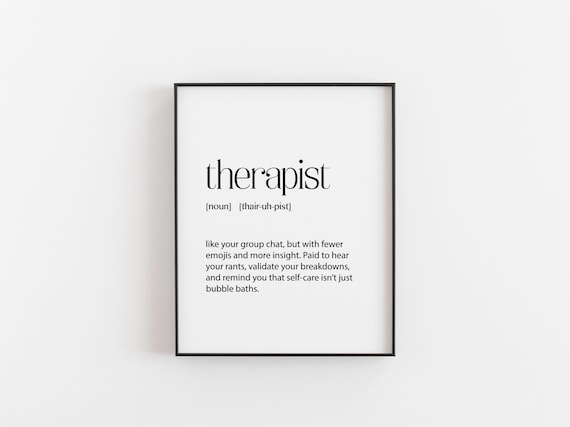 Therapist Definition Noun Funny Dictionary Mental Health Wall Poster