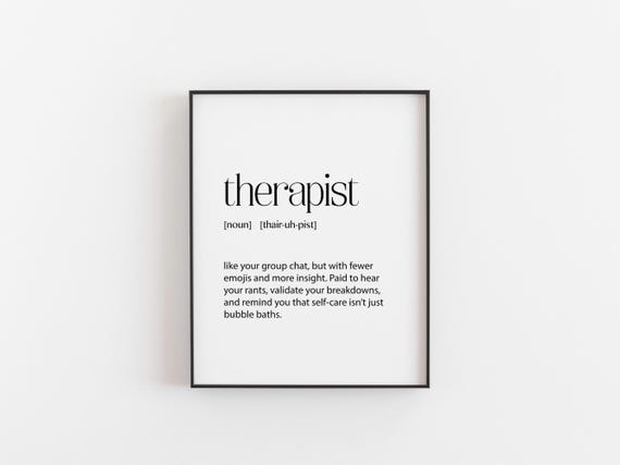 Therapist Definition Print Funny Mental Health Wall Art Psychology Office Decor Self Care Gift Appreciation Poster