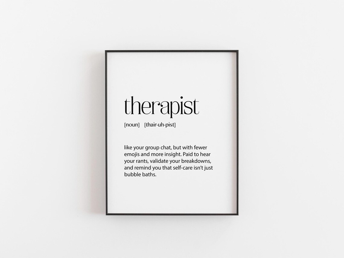 Therapist Definition Noun Funny Dictionary Mental Health Wall Poster