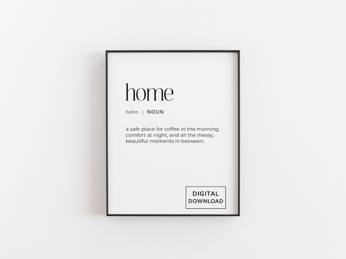 Home Definition Print, Minimalist Typography Poster