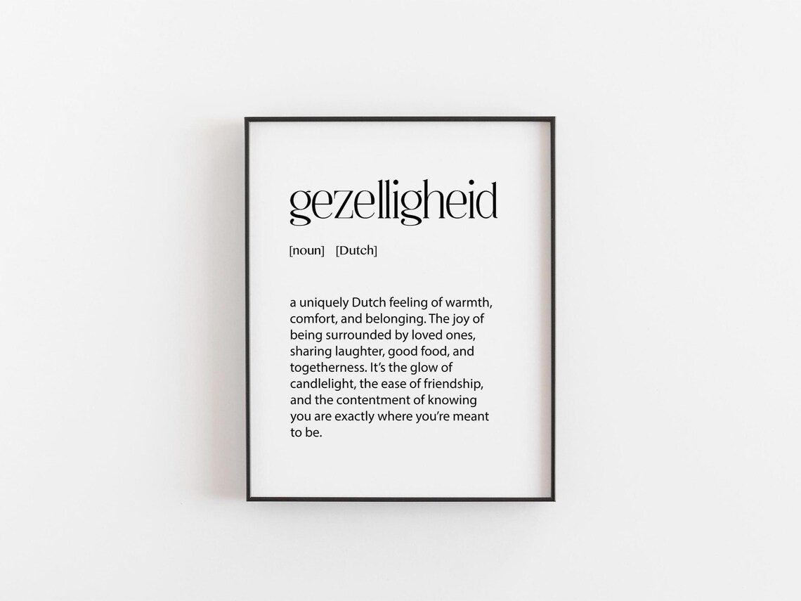 Gezelligheid Definition Print, Christmas Wall Art