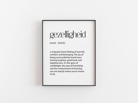 Gezelligheid Definition Print, Christmas Wall Art