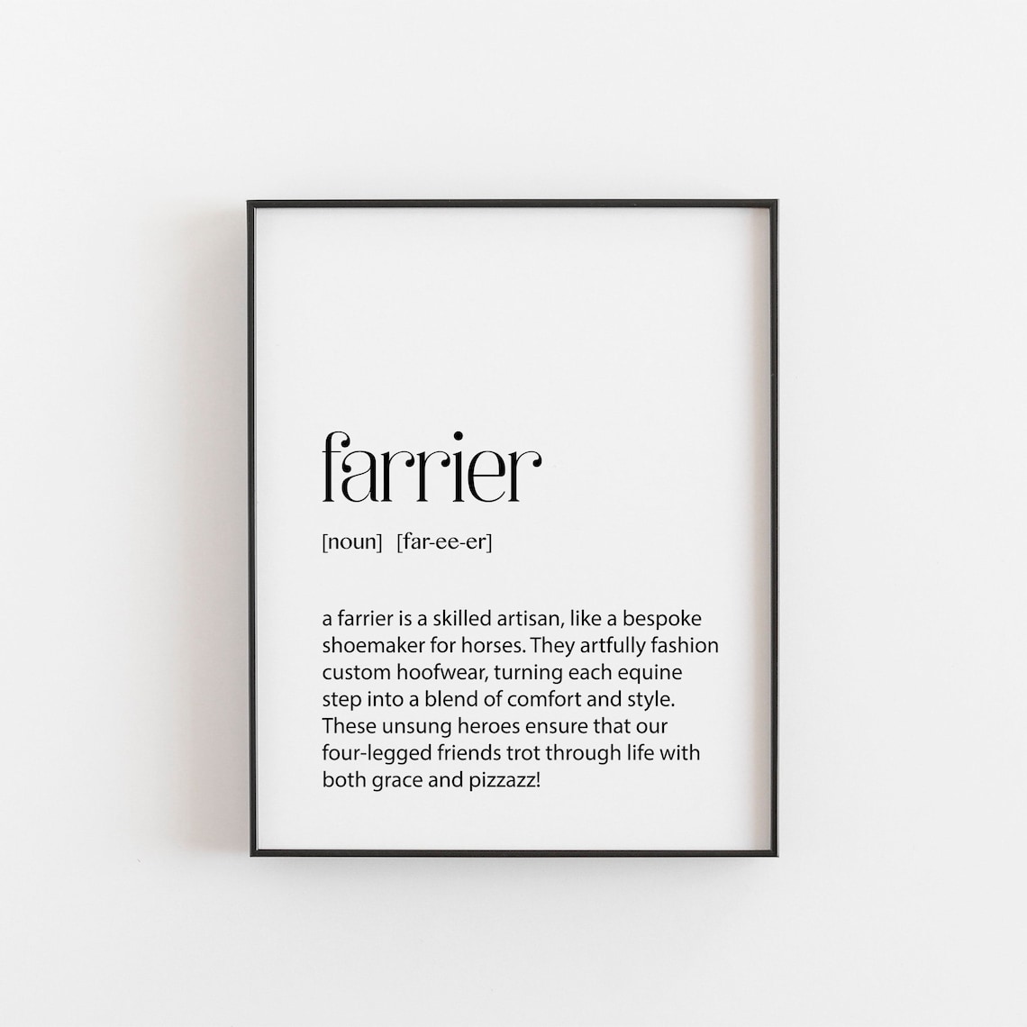 Farrier Definition Print, Equestrian Dictionary Art
