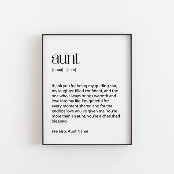 Personalised Aunt Definition Print, Christmas Gift Poster