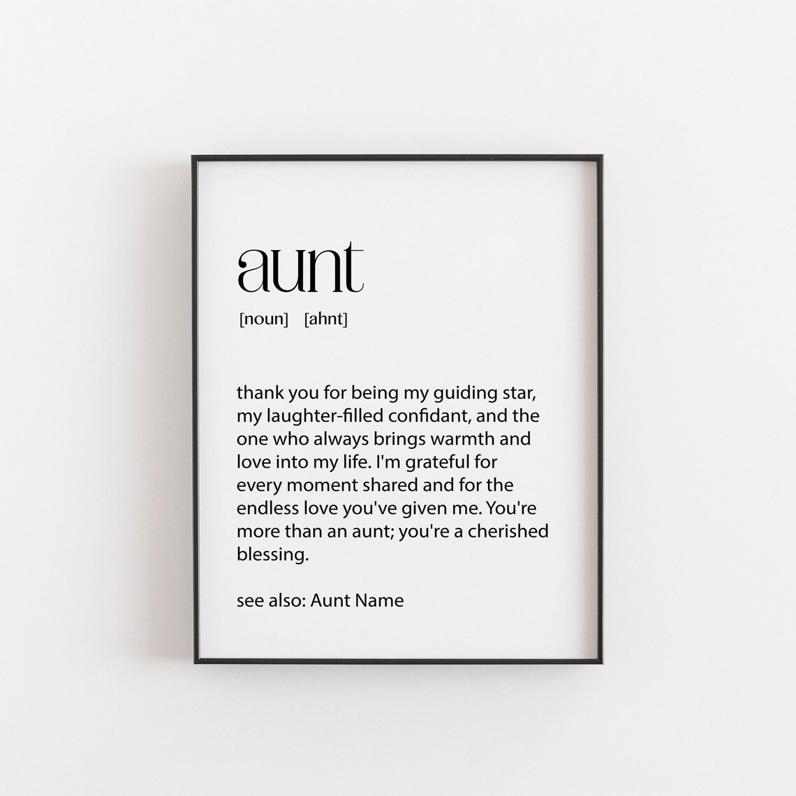 Personalised Aunt Definition Print, Christmas Gift Poster