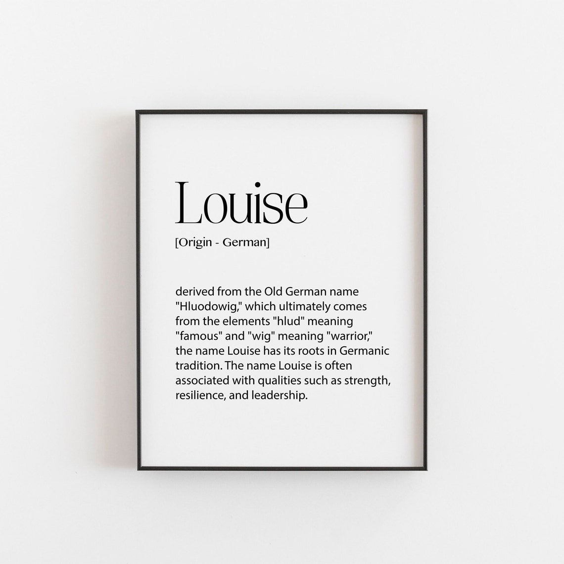 Louise Name Meaning German Origin Nursery Gift Keepsake Poster
