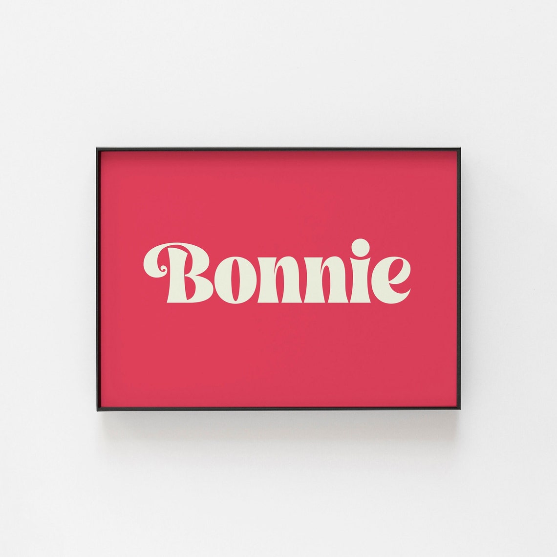 Bonnie Retro Bold Typography Cream on Red Statement Name Wall Poster