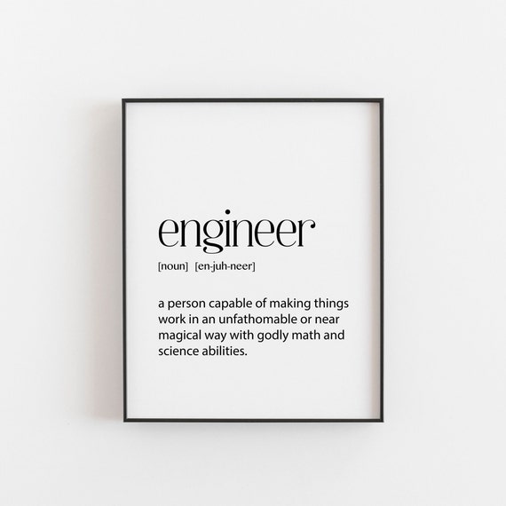 Engineer Wall Art Gifts Mechanical Definition Print Funny