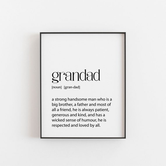 Grandad Gift Birthday Christmas Definition Art Print