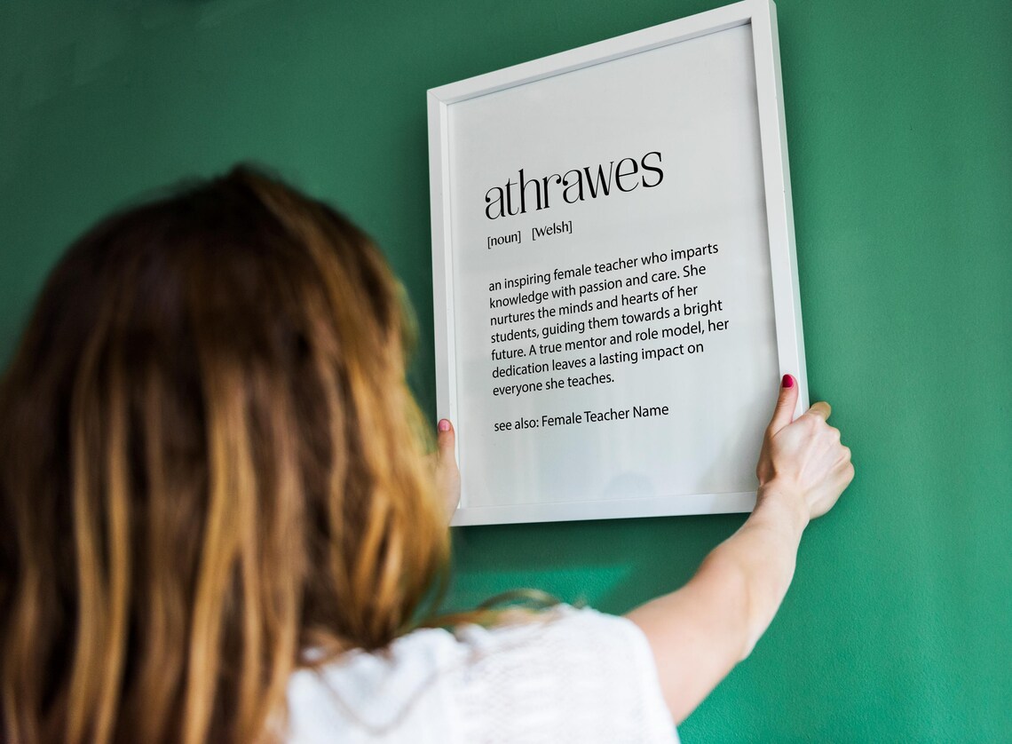 Personalised Welsh Female Teacher Gift Athrawes Definition Print Teacher Wall Art Teaching Gift Teacher Classroom Decor Name Print - Image 2