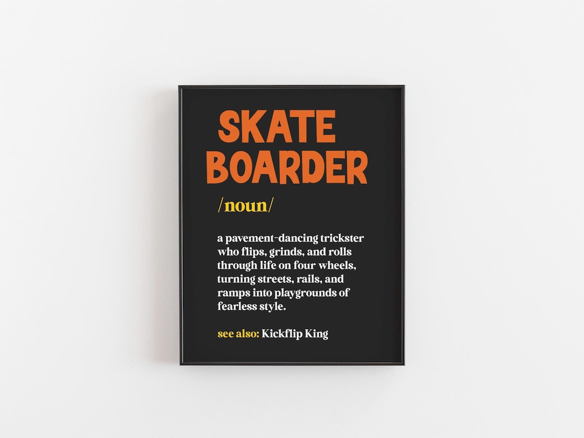 Skateboarder Definition Poster, Extreme Sports Gift