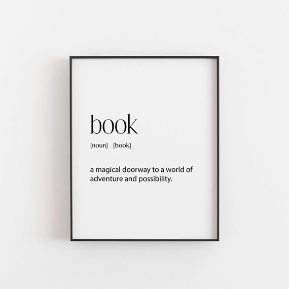 Book Definition Print, Teenager Room Poster