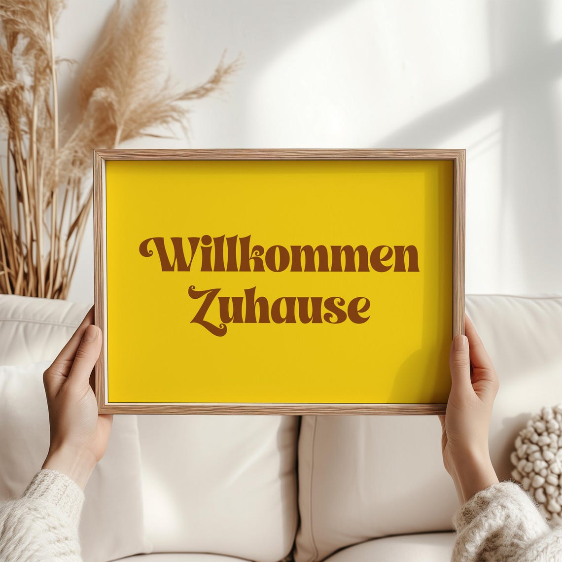 Willkommen Zuhause German Warm Welcome Home Retro Yellow Poster - Image 2