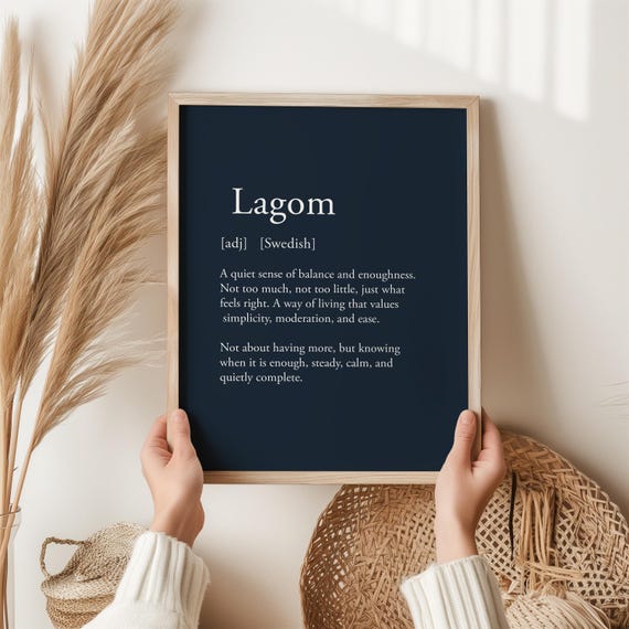 Lagom Swedish Word Print Slow Living Wall Art Minimalist Home Decor Gift Housewarming Scandi Balance For Her