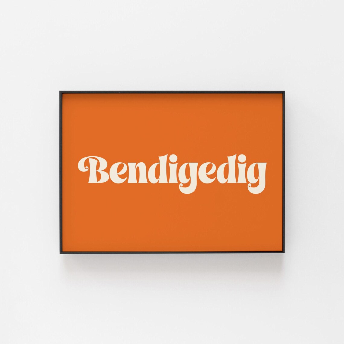 Bendigedig Welsh Word Print Retro Coral Script Wonderful Typography Art - Image 3