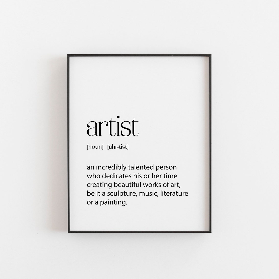 Artist Definition Print Dictionary Style Gift for Creative Minds
