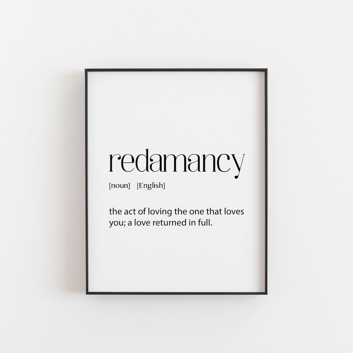 Redamancy Definition Typography Art Print for Couples