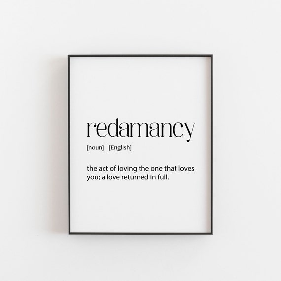 Redamancy Definition Typography Art Print for Couples