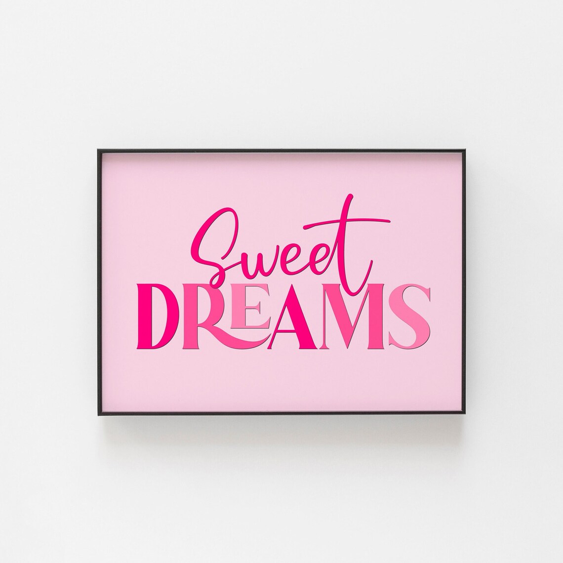 Sweet Dreams Typography Poster, Pink Nursery Decor