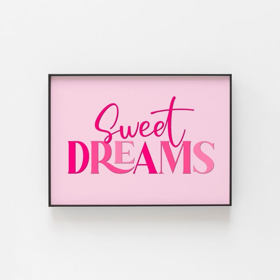 Sweet Dreams Typography Poster, Pink Nursery Decor