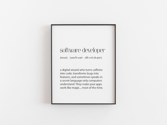 Software Developer Definition Funny Coding Office Art Poster