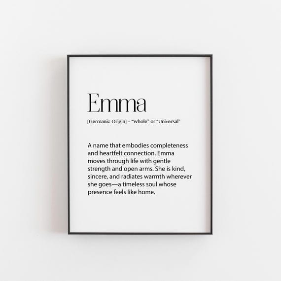 Emma Name Meaning Art Print, Nursery Decor