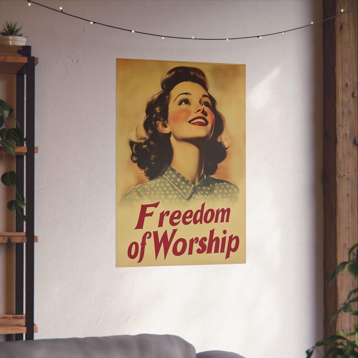 Freedom of Worship Vintage Retro Faith Woman Hope Art Poster - Image 3