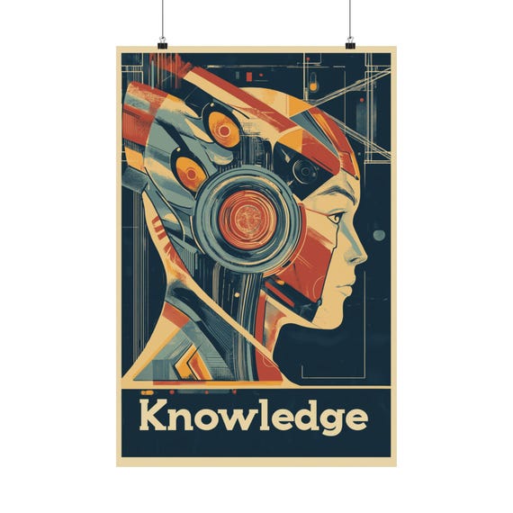 Knowledge Retro Futurism Poster Wall Art Celebrate Education And A Lifetime Of Learning Poster For Home Office Dorm Library Or Classroom