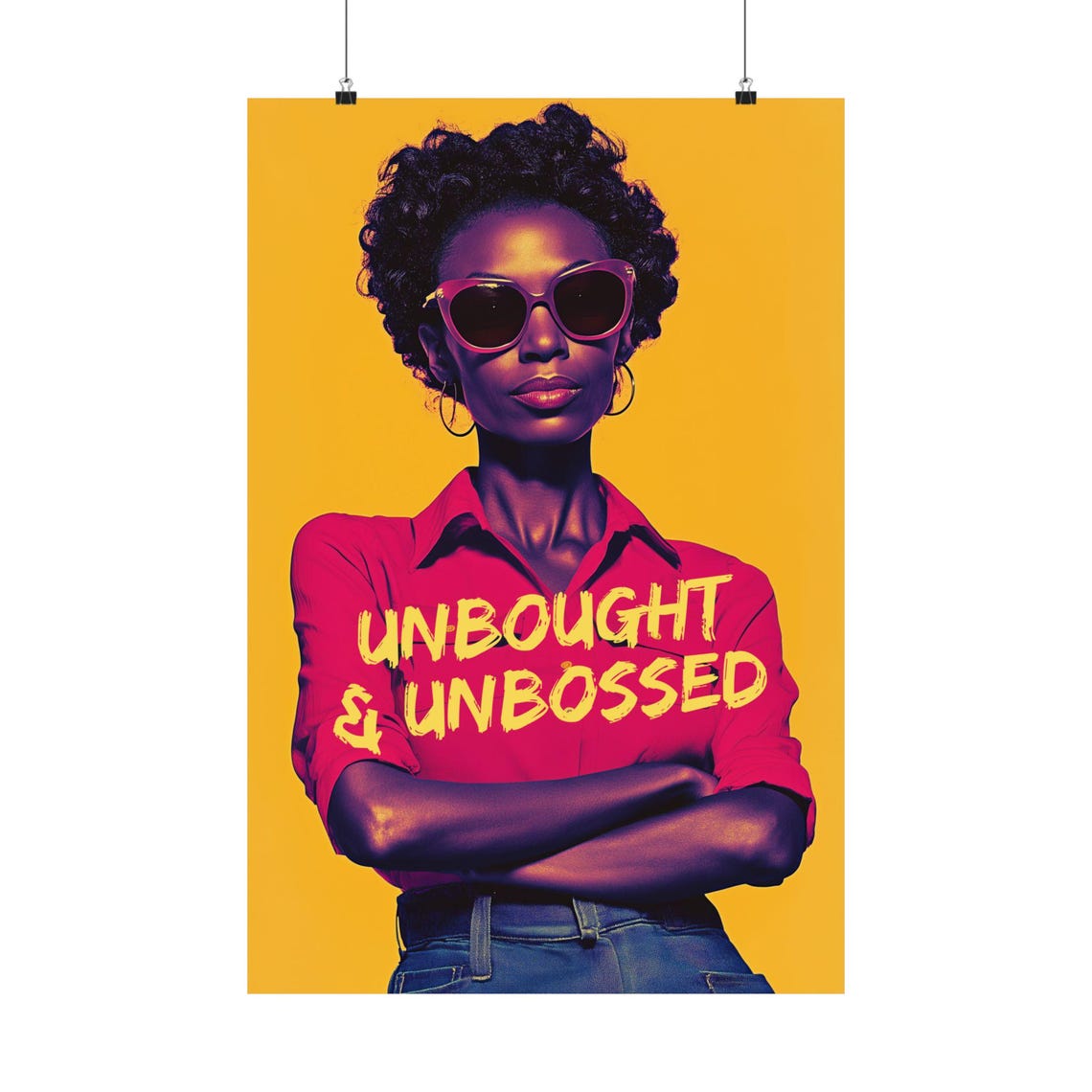 Unbought and Unbossed Confident Woman Power Retro Portrait Poster