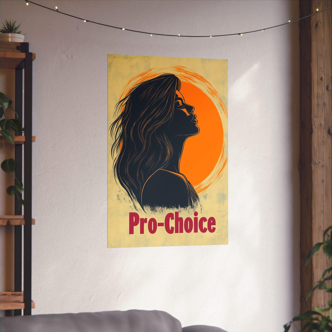 Pro-Choice Woman Silhouette Sunset Activism Statement Art Poster - Image 4