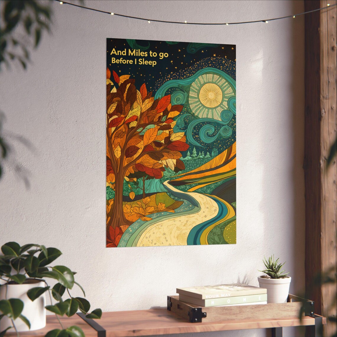 And Miles To Go Before I Sleep Robert Frost Night Forest Art Poster - Image 4