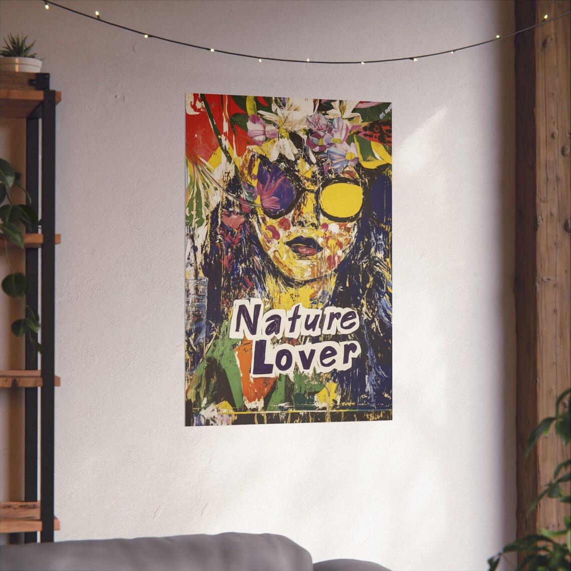 Nature Lover Explosive Floral Face Pop Art Portrait Colorful Print - Image 4