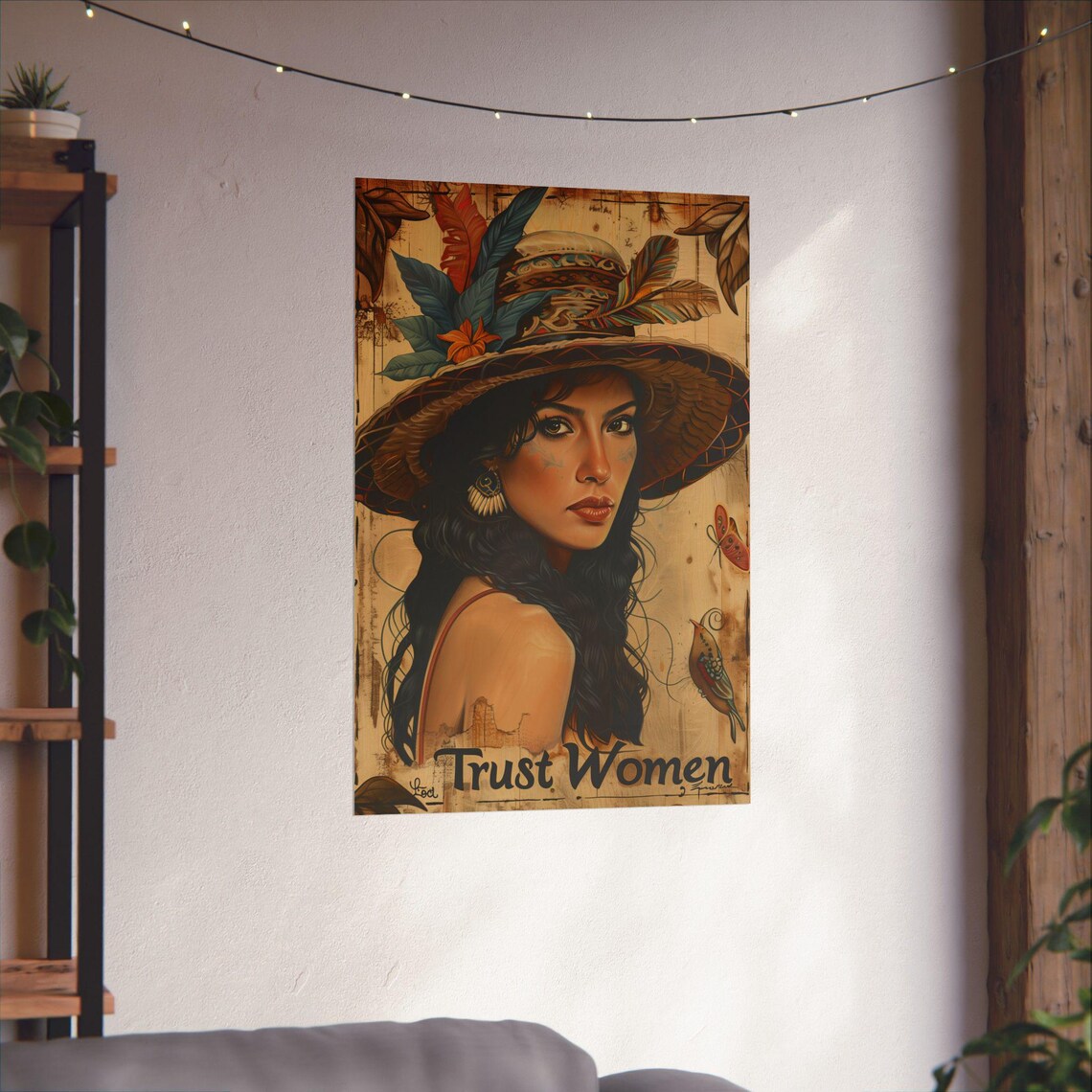 Trust Women Vintage Tropical Portrait Feminist Statement Poster - Image 3