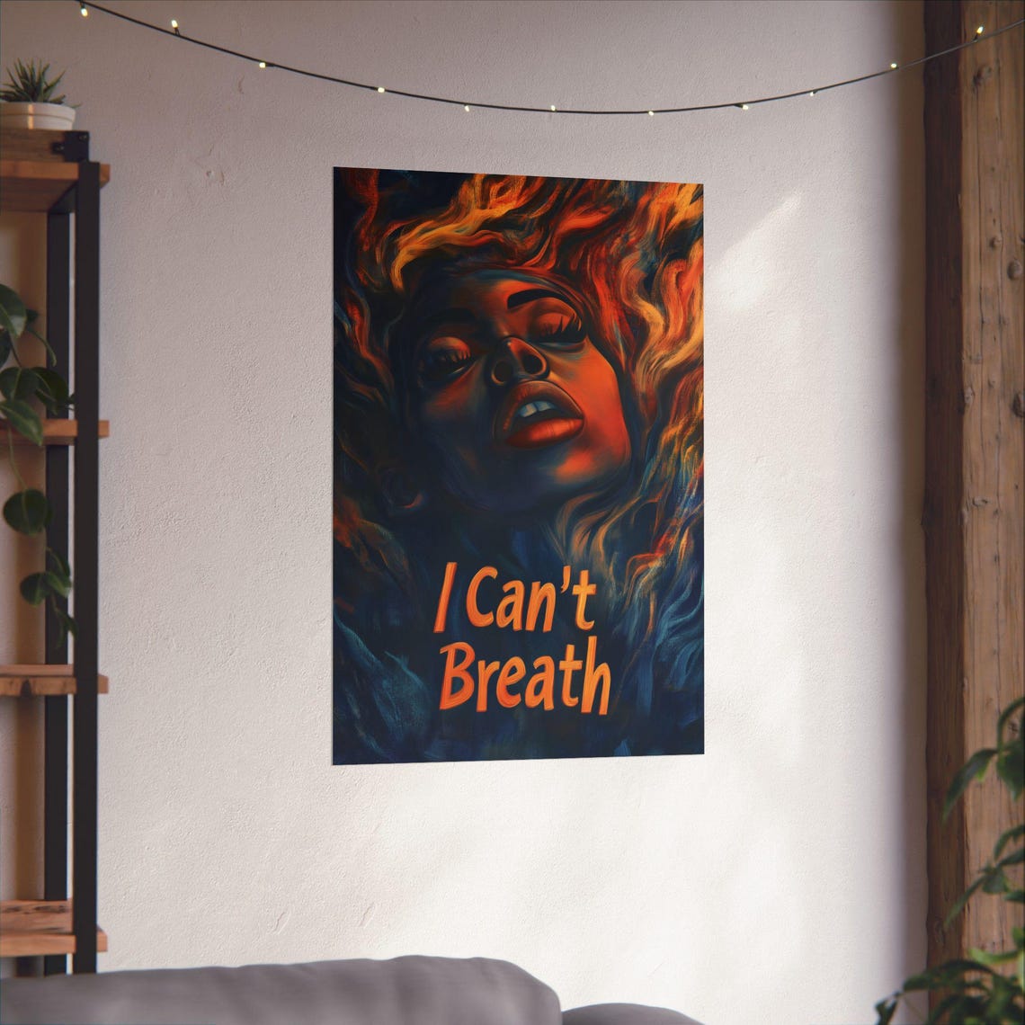 I Cant Breath Fiery Woman Portrait Bold Activism Statement Art Poster - Image 4