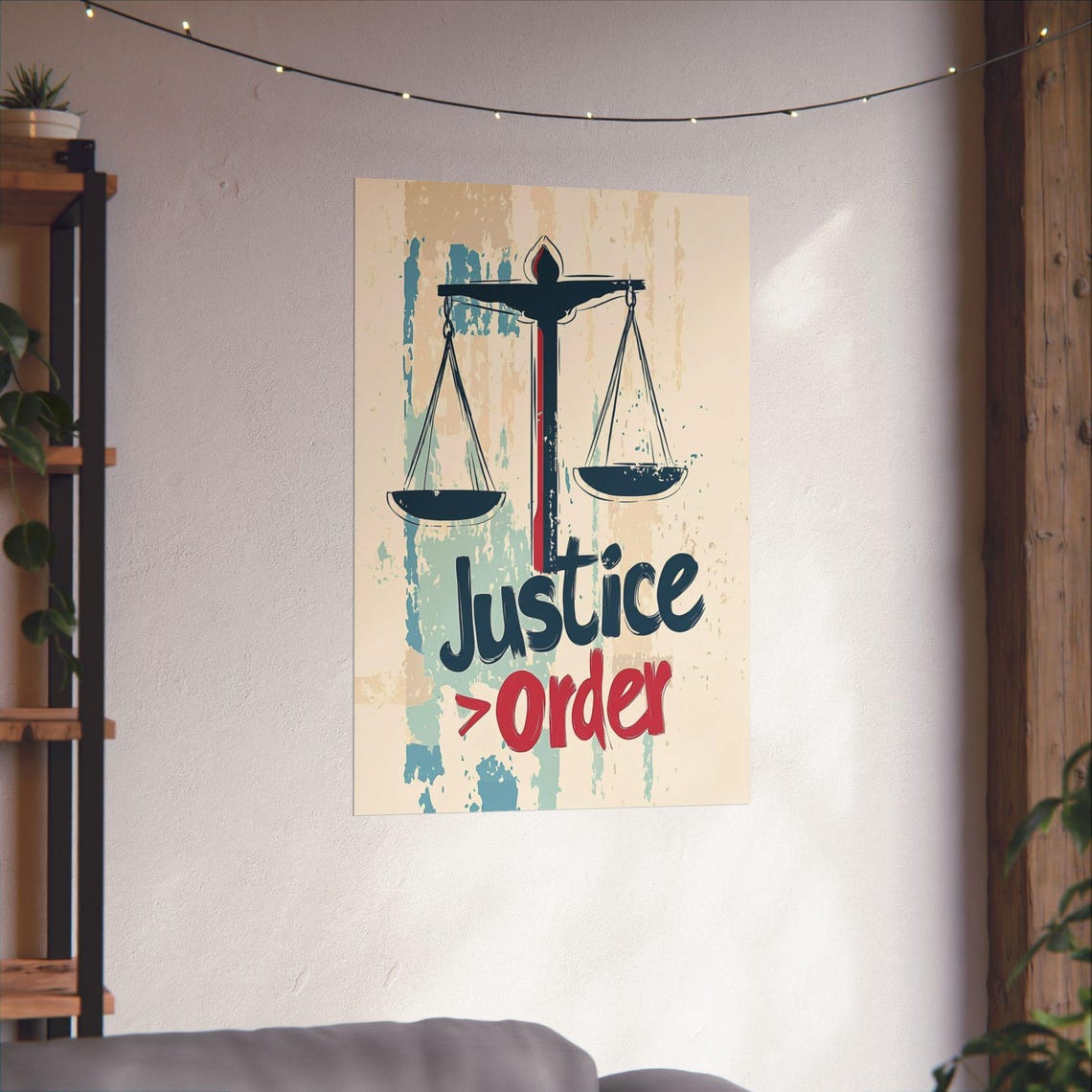 Bold Justice Greater Than Order Scales Of Justice Quote Poster - Image 3