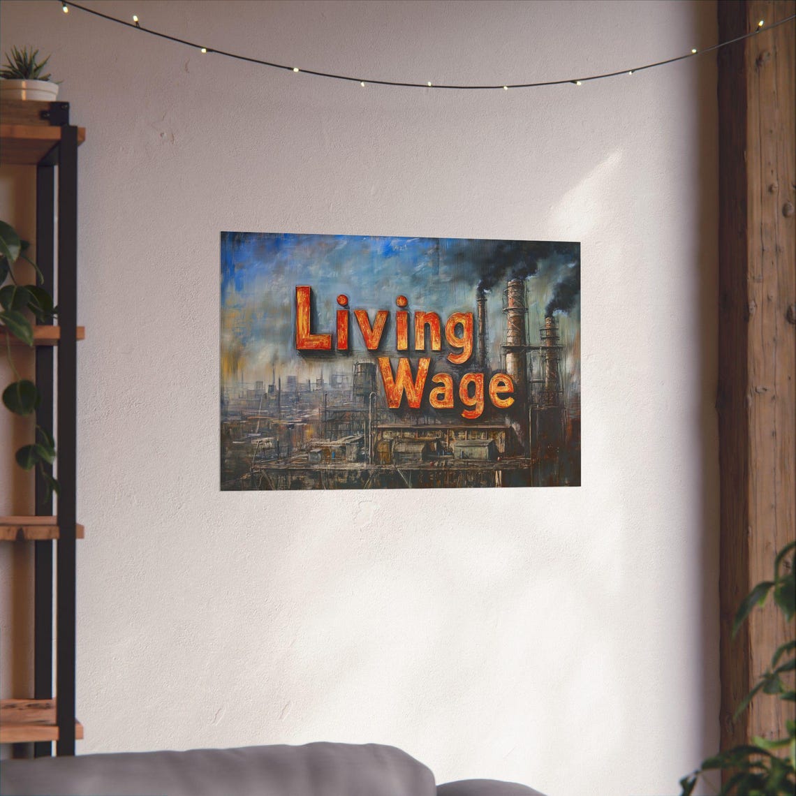 Living Wage Industrial Factory Bold Statement Labor Art Poster - Image 4