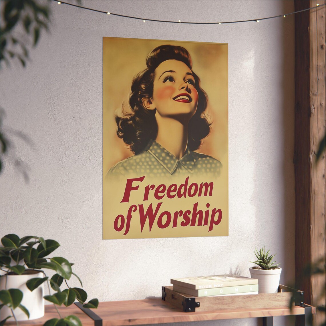 Freedom of Worship Vintage Retro Faith Woman Hope Art Poster - Image 4