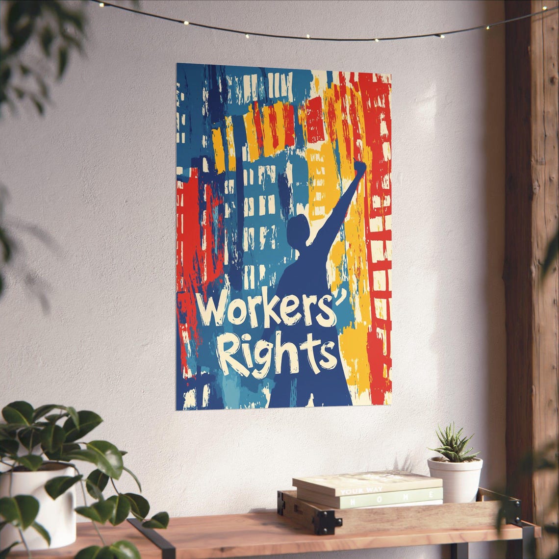 Workers Rights Raised Fist City Protest Bold Color Block Poster Art - Image 4